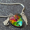 Load image into Gallery viewer, Rainbow Heart Cat Memorial Necklace